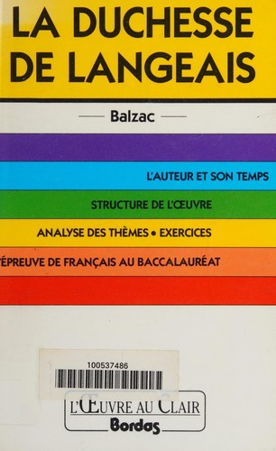 "La duchesse de Langeais", Balzac