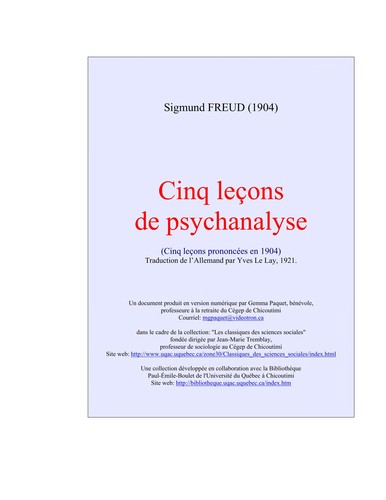 Cinq leçons sur la psychanalyse ; suivi de Contribution à l'histoire du mouvement psychanalytique